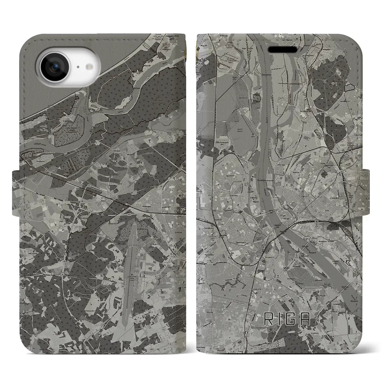 【リガ(ラトビア)】地図柄iPhoneケース(手帳タイプ)