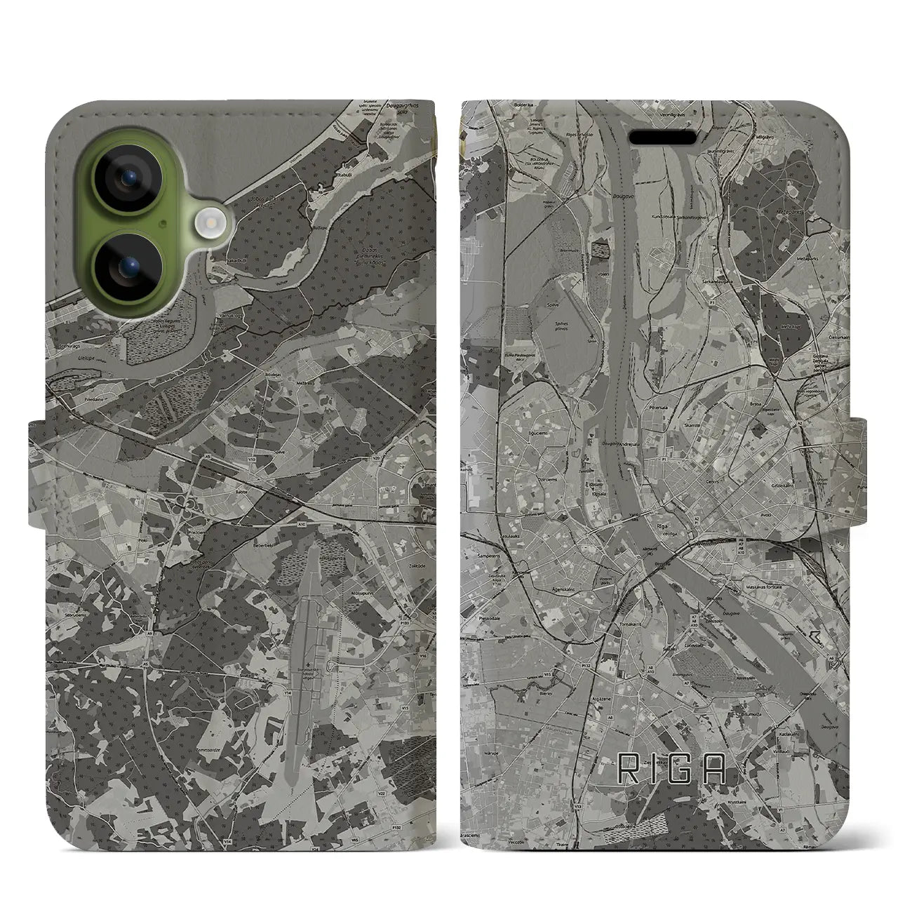 【リガ(ラトビア)】地図柄iPhoneケース(手帳タイプ)