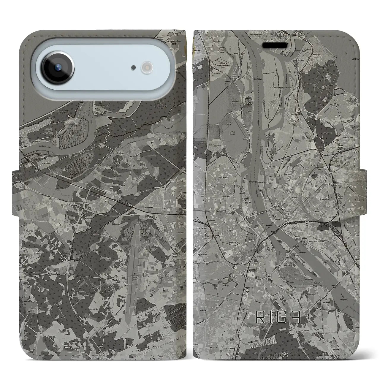 【リガ(ラトビア)】地図柄iPhoneケース(手帳タイプ)