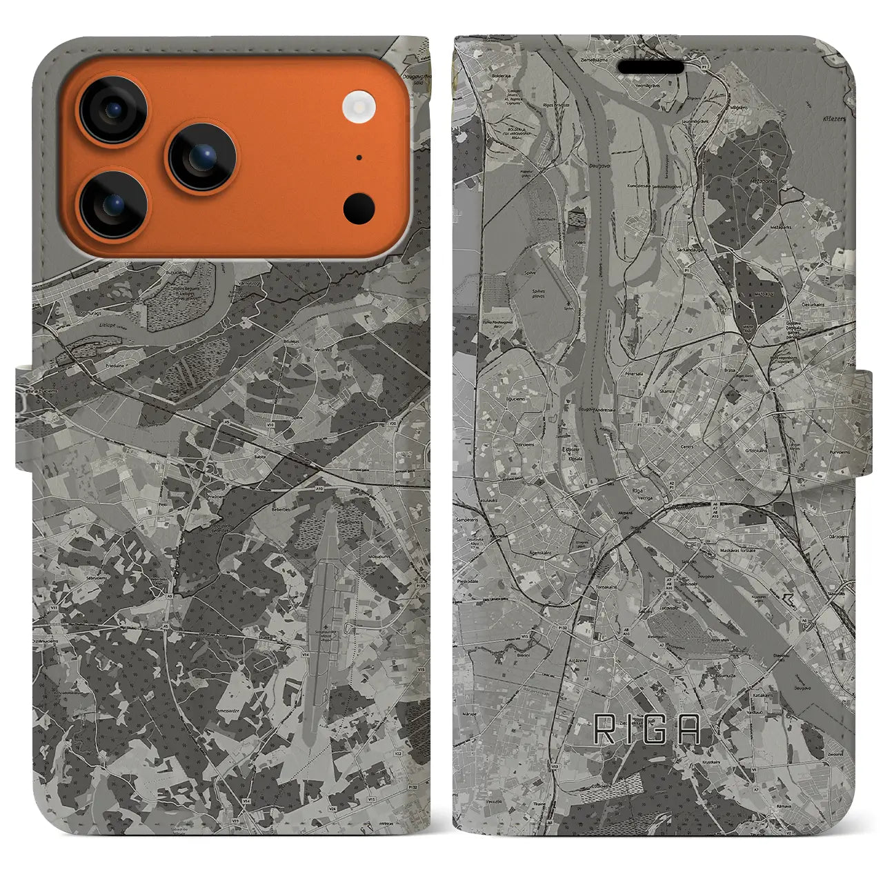 【リガ(ラトビア)】地図柄iPhoneケース(手帳タイプ)