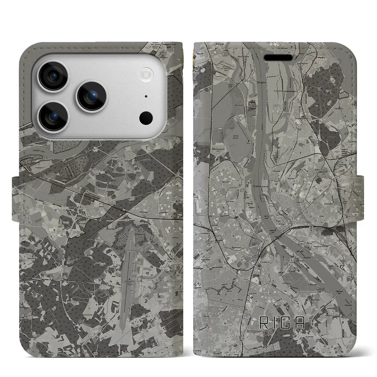 【リガ(ラトビア)】地図柄iPhoneケース(手帳タイプ)