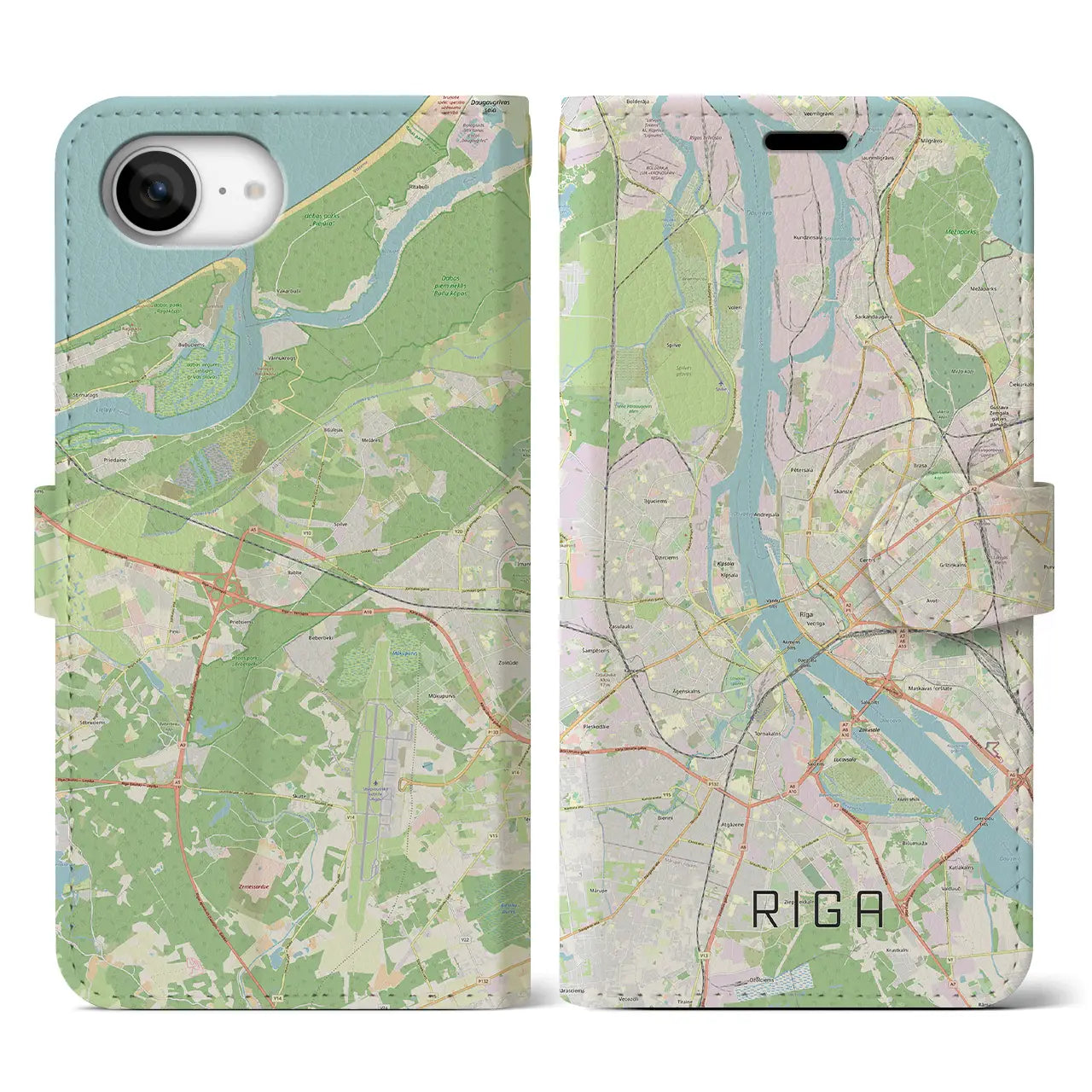 【リガ(ラトビア)】地図柄iPhoneケース(手帳タイプ)