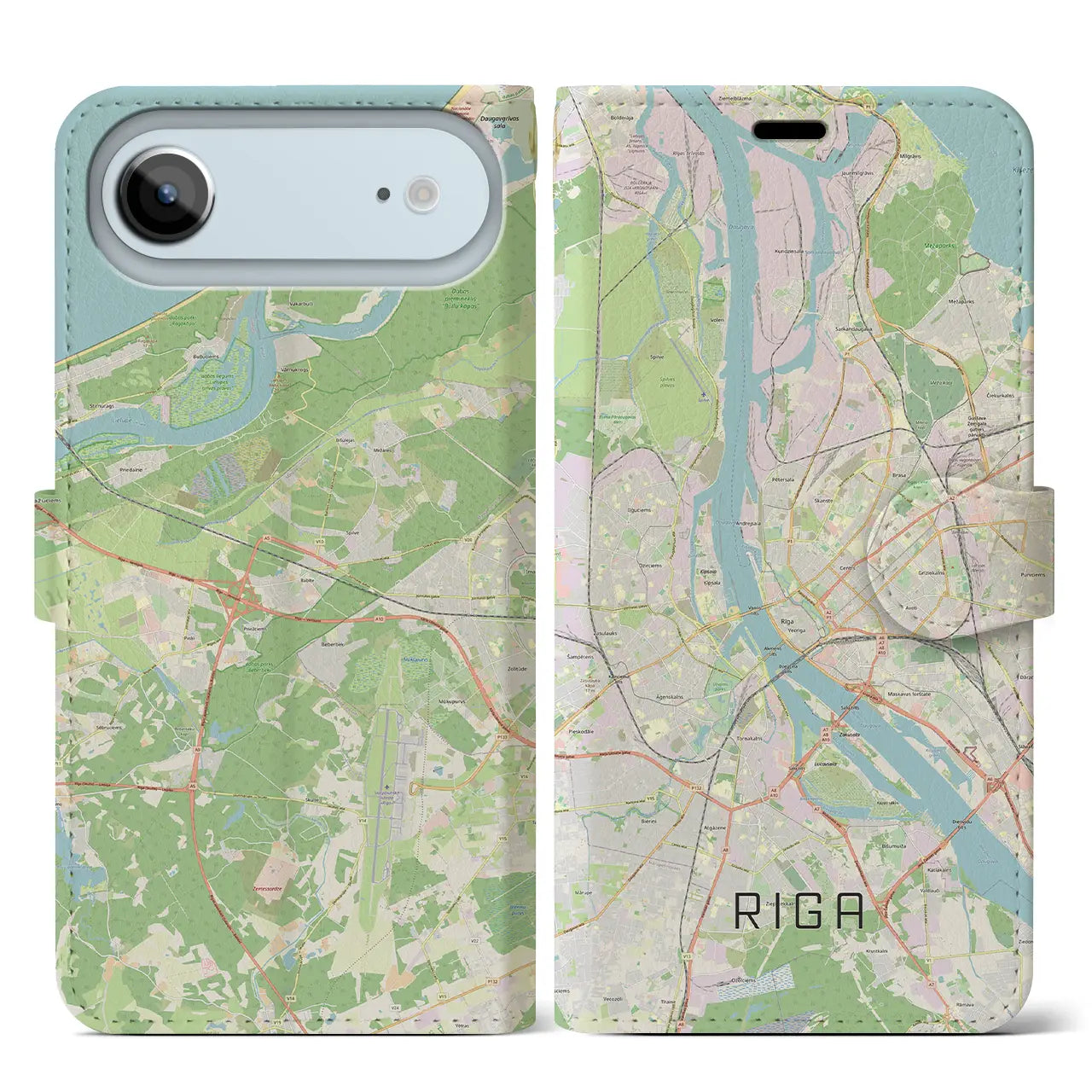 【リガ(ラトビア)】地図柄iPhoneケース(手帳タイプ)