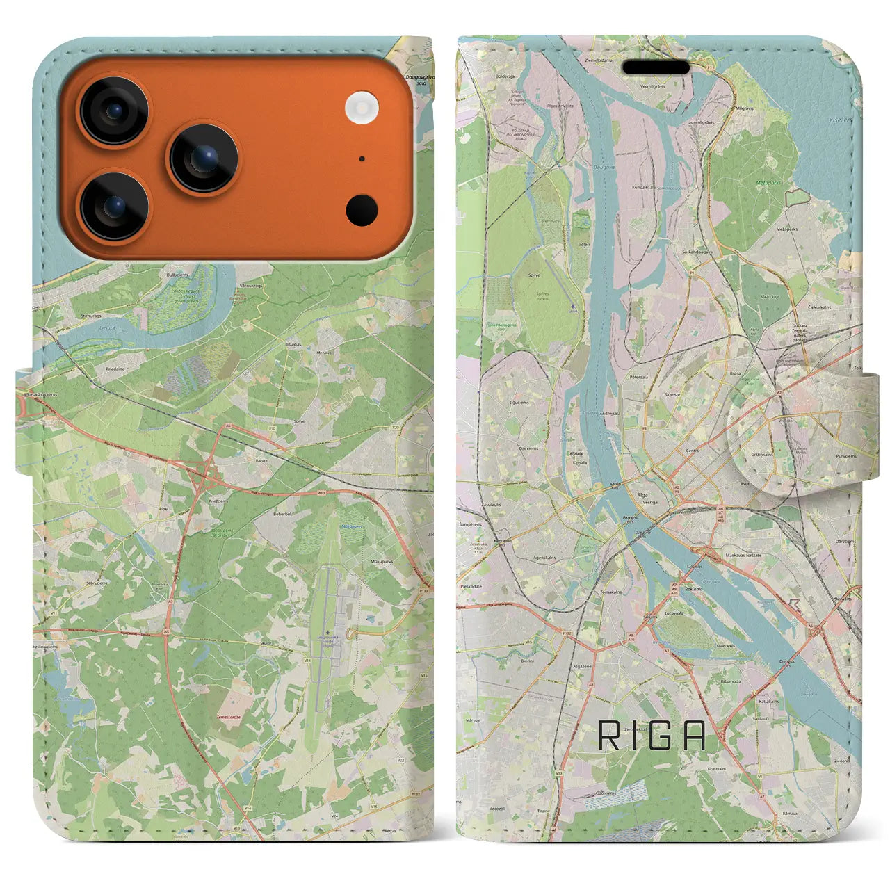 【リガ(ラトビア)】地図柄iPhoneケース(手帳タイプ)