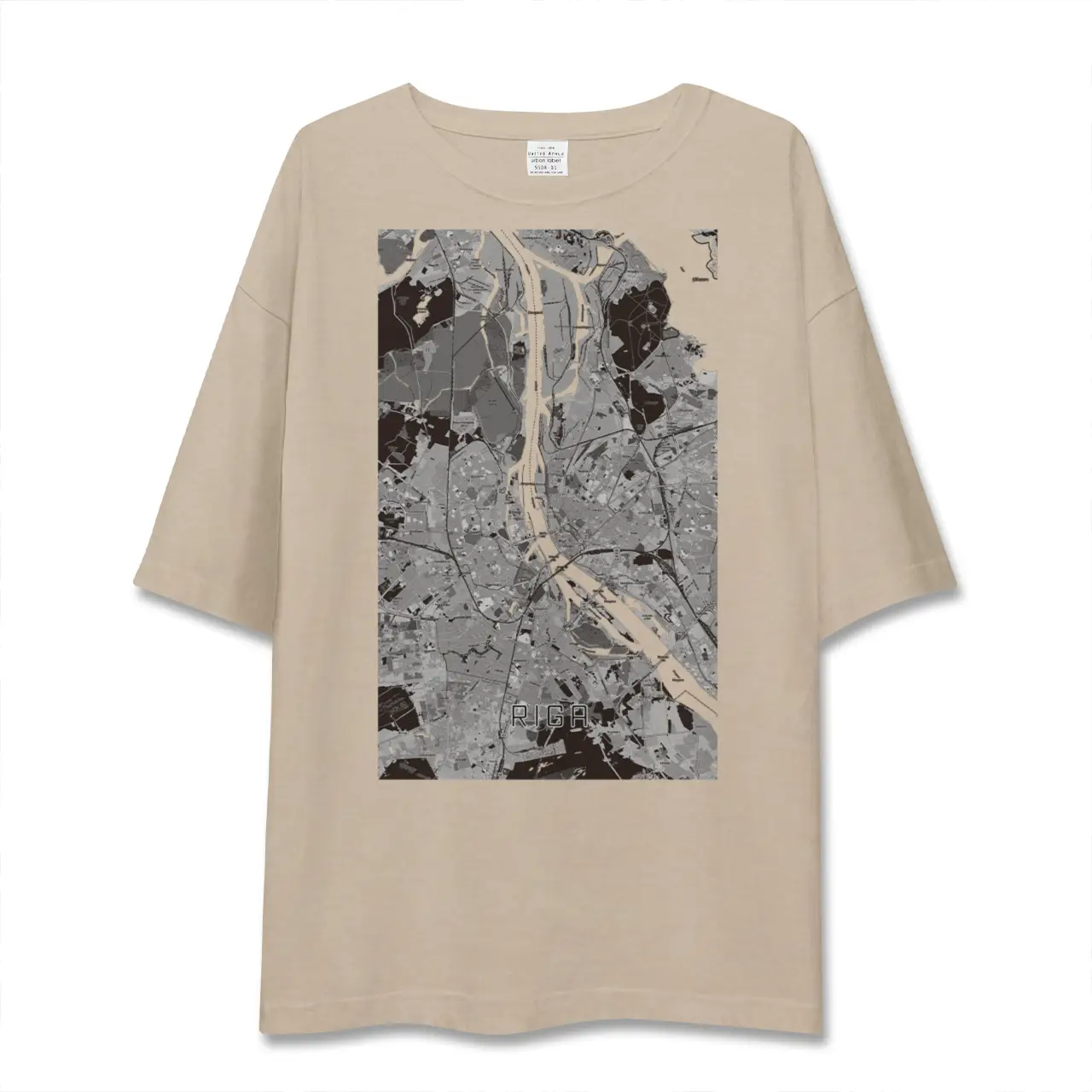 【リガ(ラトビア)】地図柄ビッグシルエットTシャツ