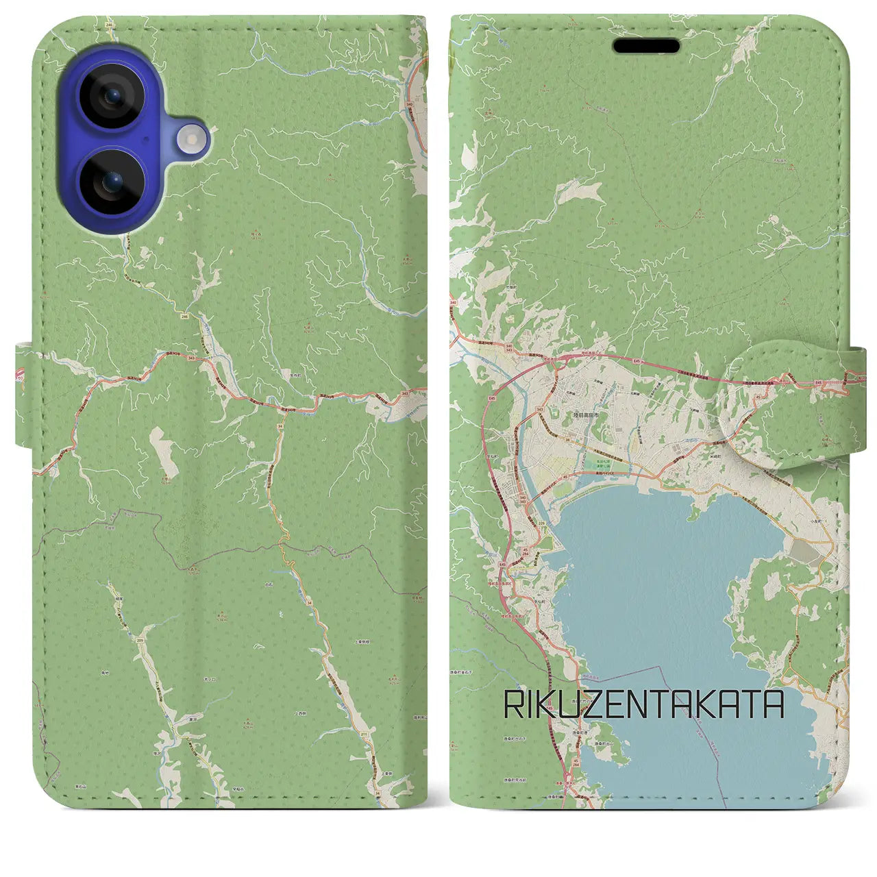 【陸前高田(岩手県)】地図柄iPhoneケース(手帳タイプ)ナチュラル・iPhone 16 Pro Max 用