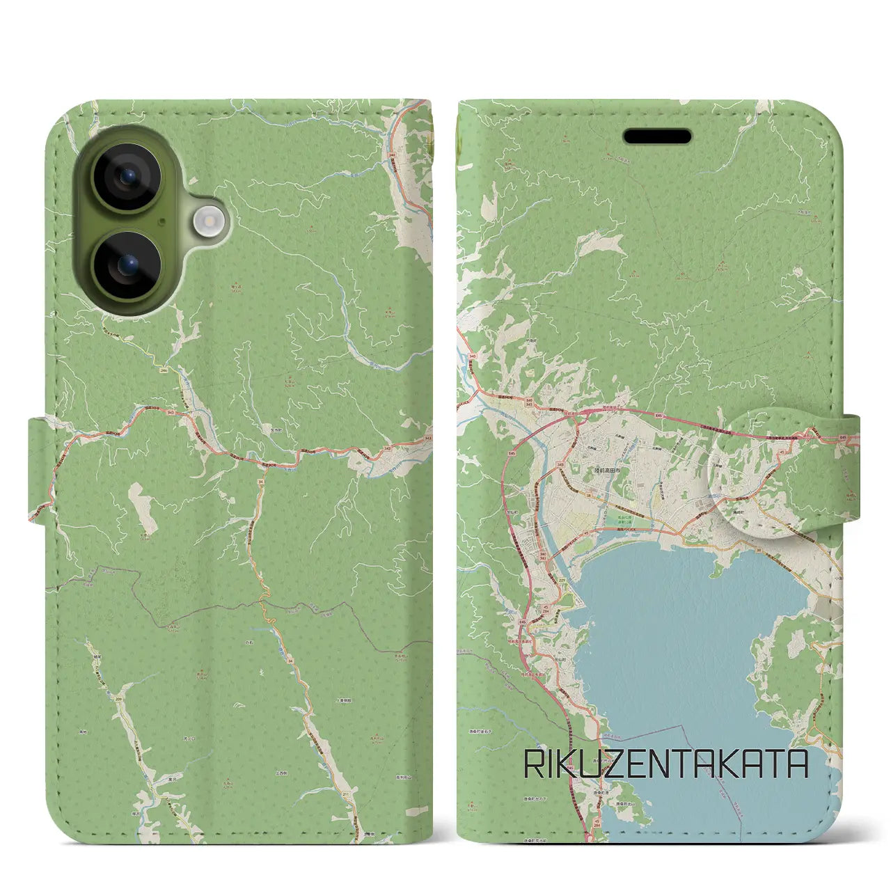 【陸前高田(岩手県)】地図柄iPhoneケース(手帳タイプ)モノトーン・iPhone 17 Pro Max 用