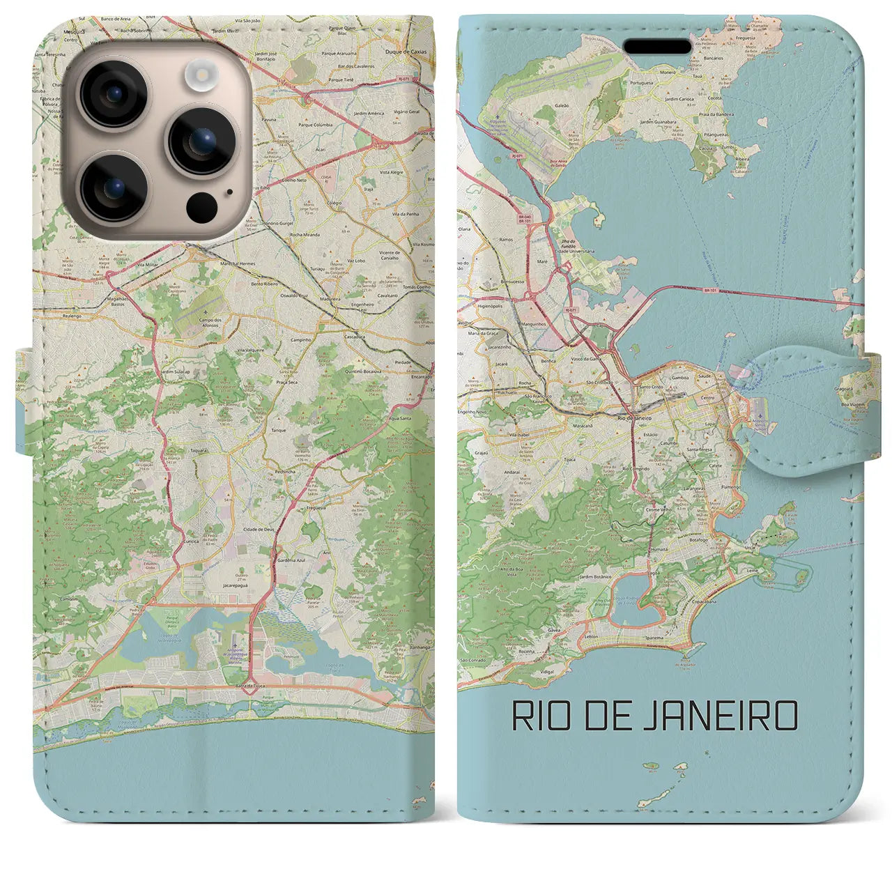 【リオデジャネイロ(ブラジル)】地図柄iPhoneケース(手帳タイプ)ナチュラル・iPhone 16 Plus 用