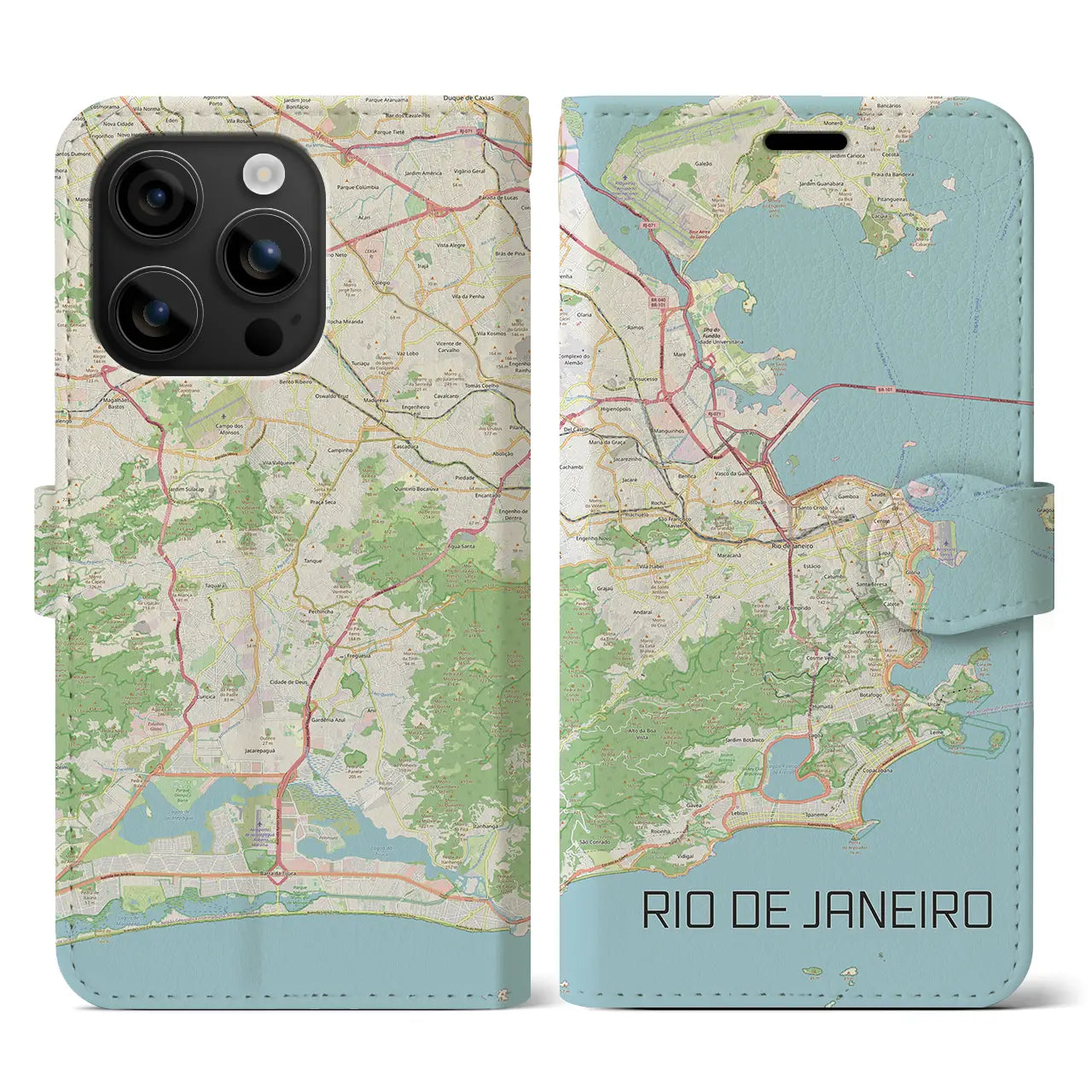 【リオデジャネイロ(ブラジル)】地図柄iPhoneケース(手帳タイプ)ナチュラル・iPhone 16 用