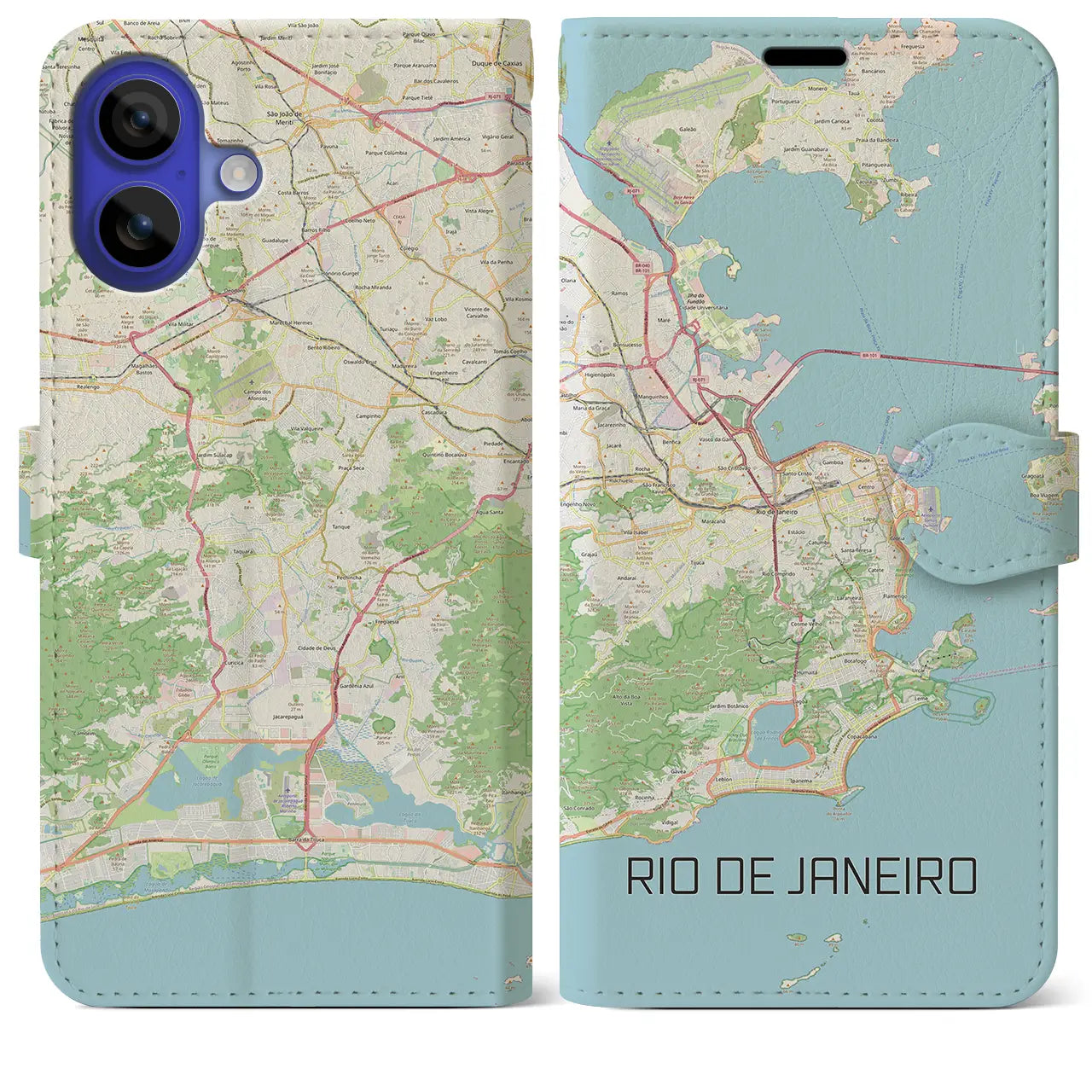 【リオデジャネイロ(ブラジル)】地図柄iPhoneケース(手帳タイプ)ナチュラル・iPhone 16 Pro Max 用