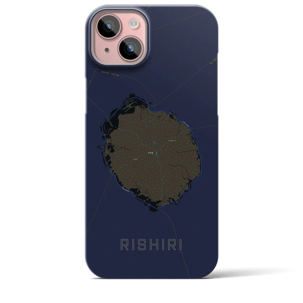 【利尻(北海道)】地図柄iPhoneケース(バックカバータイプ)