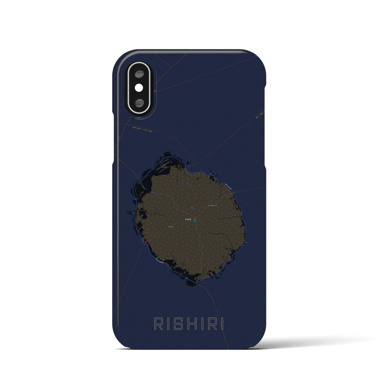 【利尻(北海道)】地図柄iPhoneケース(バックカバータイプ)