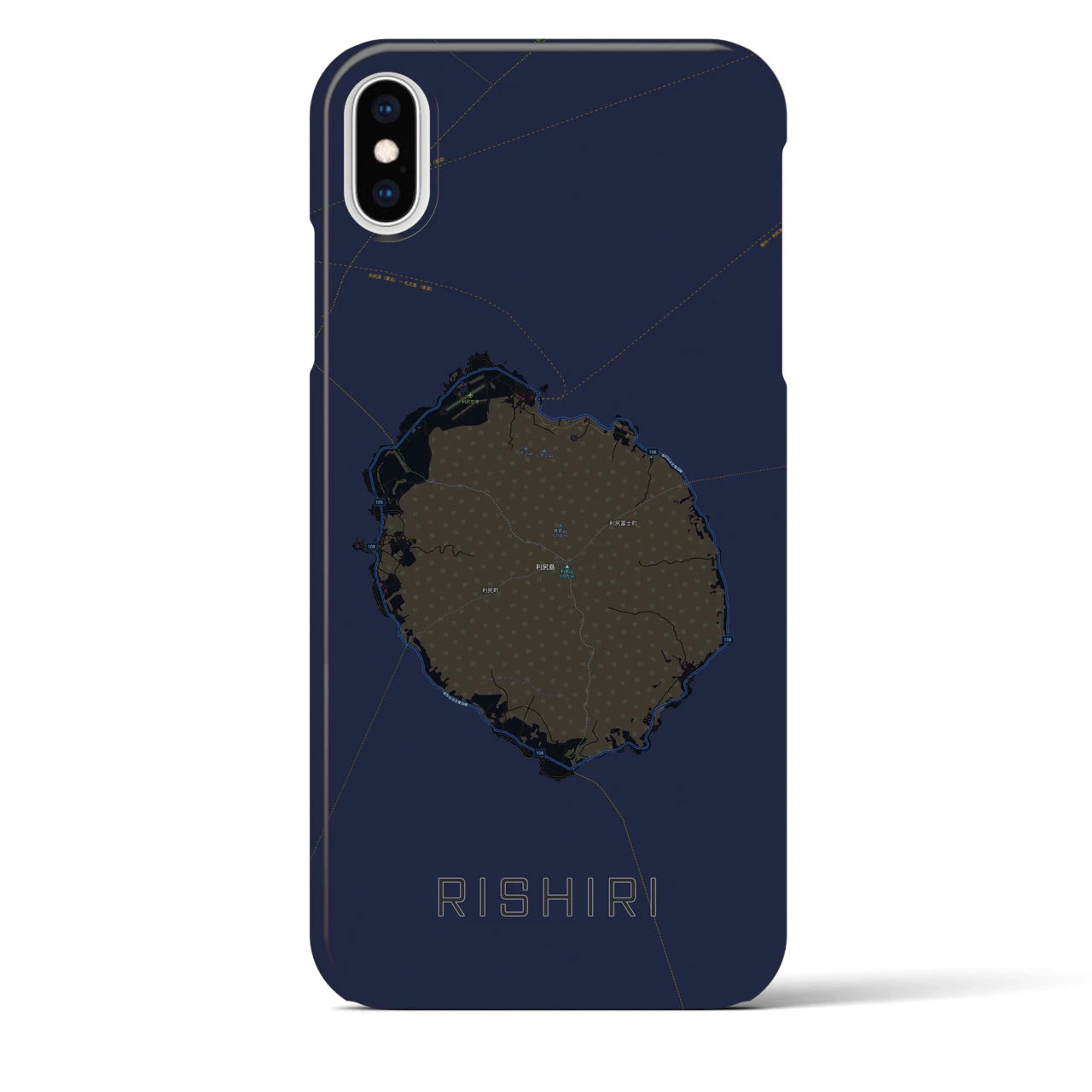 【利尻(北海道)】地図柄iPhoneケース(バックカバータイプ)