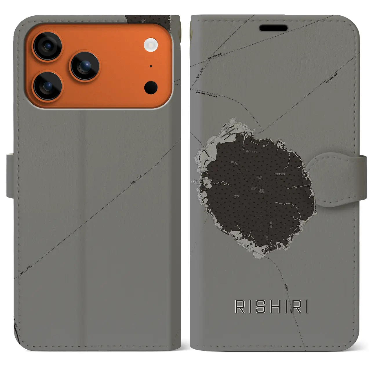 【利尻(北海道)】地図柄iPhoneケース(手帳タイプ)