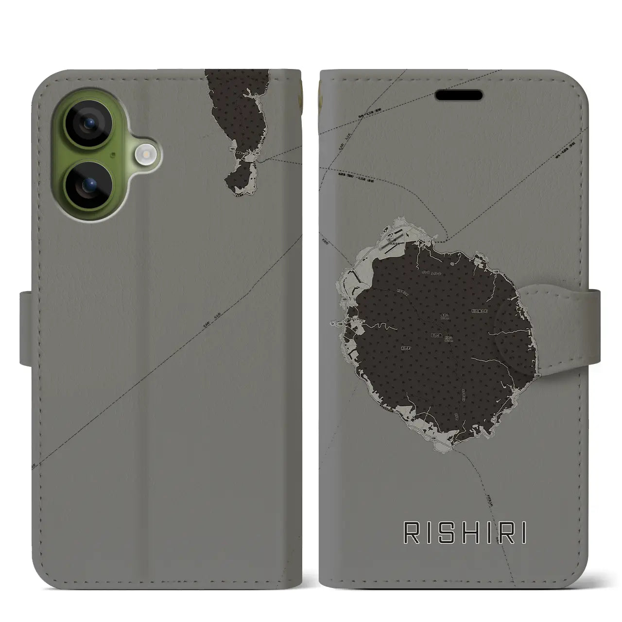 【利尻(北海道)】地図柄iPhoneケース(手帳タイプ)