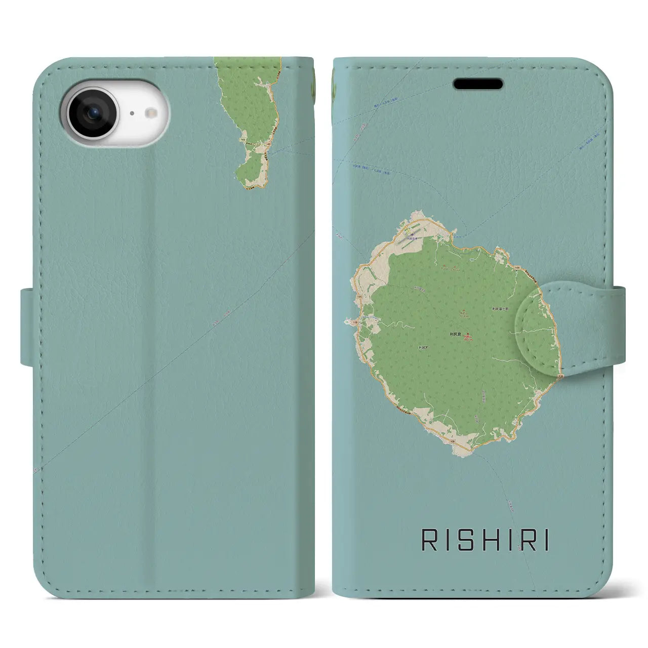【利尻(北海道)】地図柄iPhoneケース(手帳タイプ)