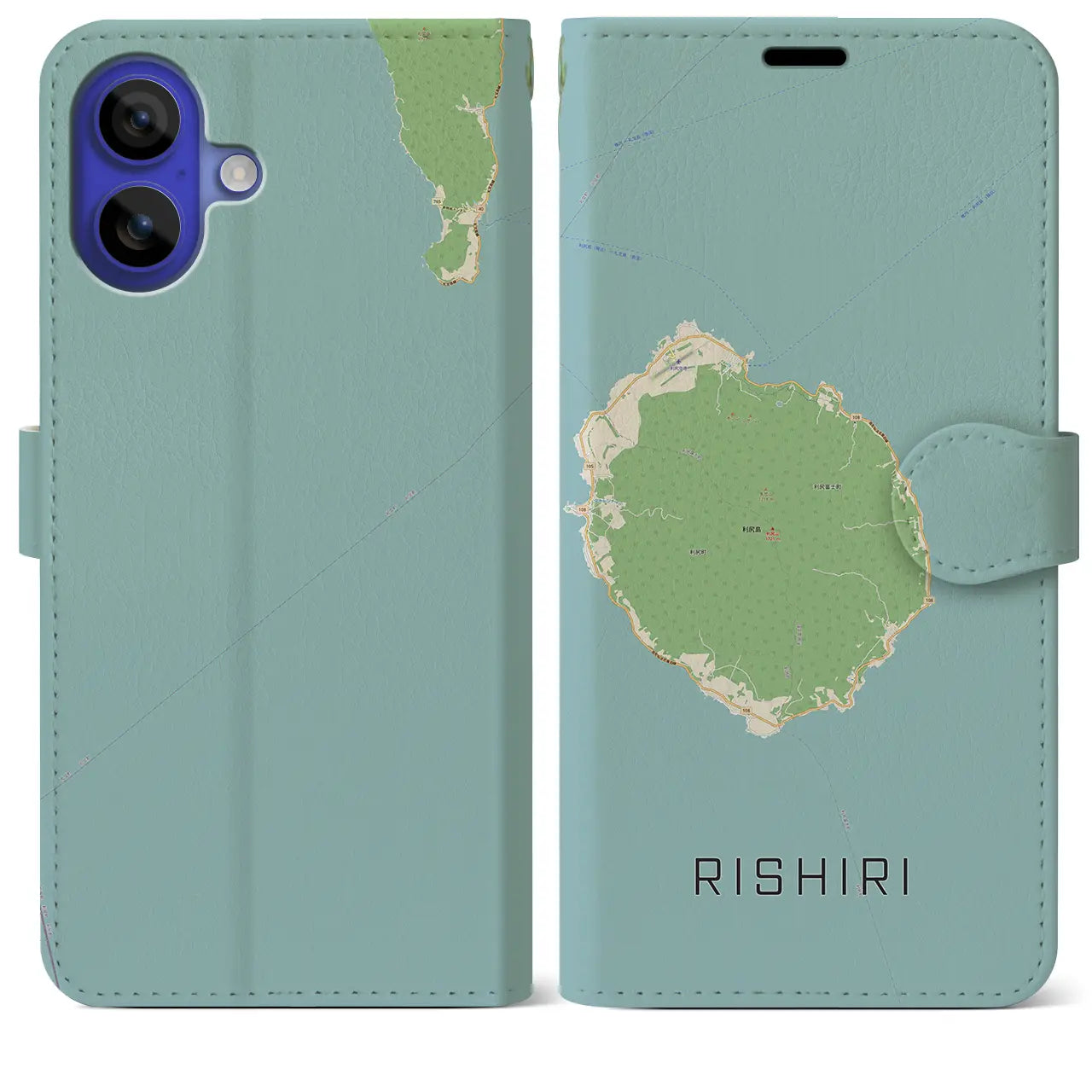 【利尻(北海道)】地図柄iPhoneケース(手帳タイプ)ナチュラル・iPhone 16 Pro Max 用