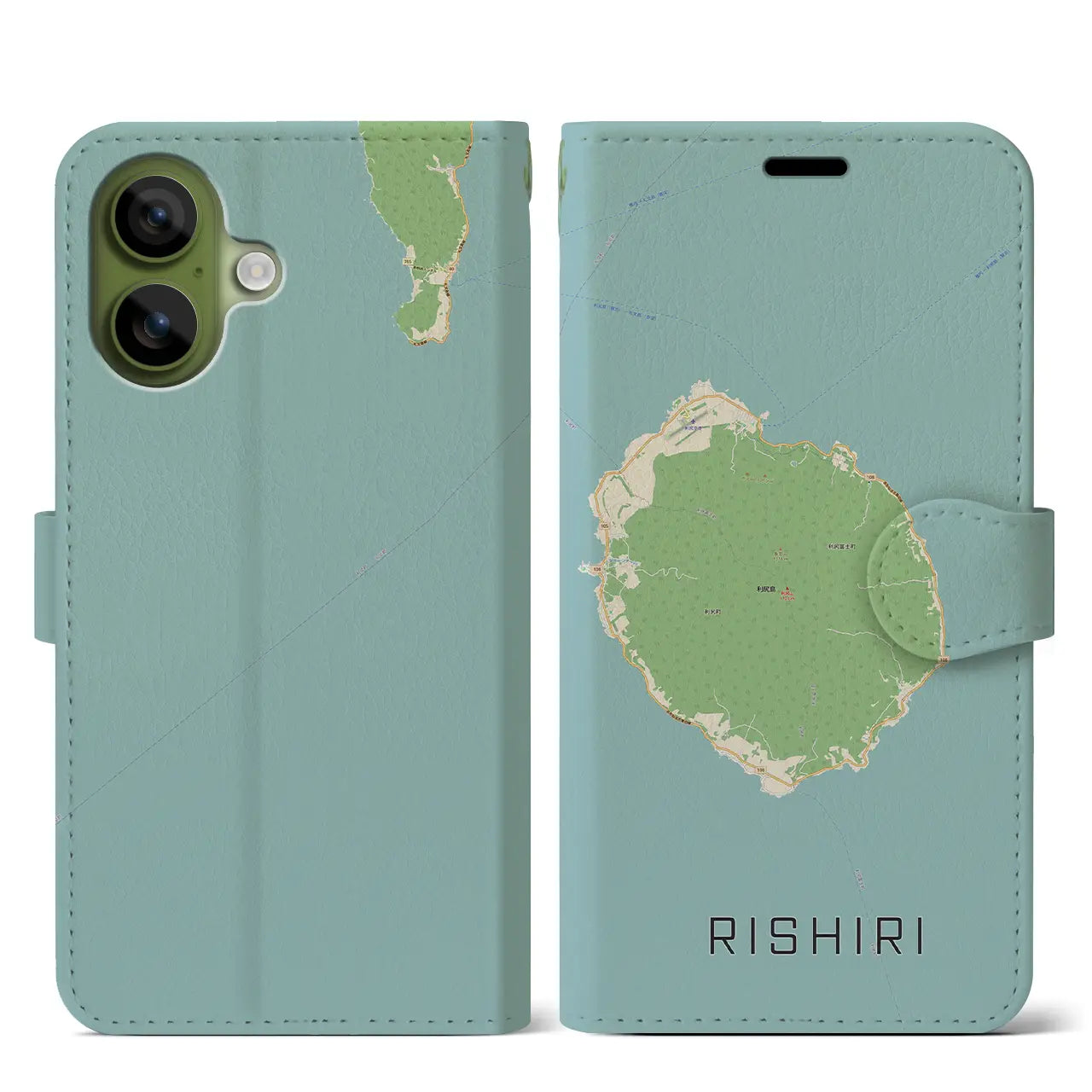 【利尻(北海道)】地図柄iPhoneケース(手帳タイプ)