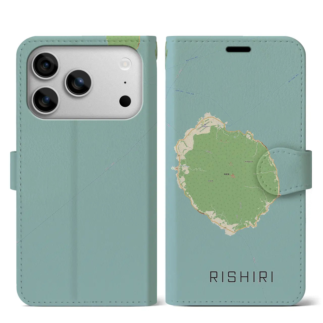 【利尻(北海道)】地図柄iPhoneケース(手帳タイプ)