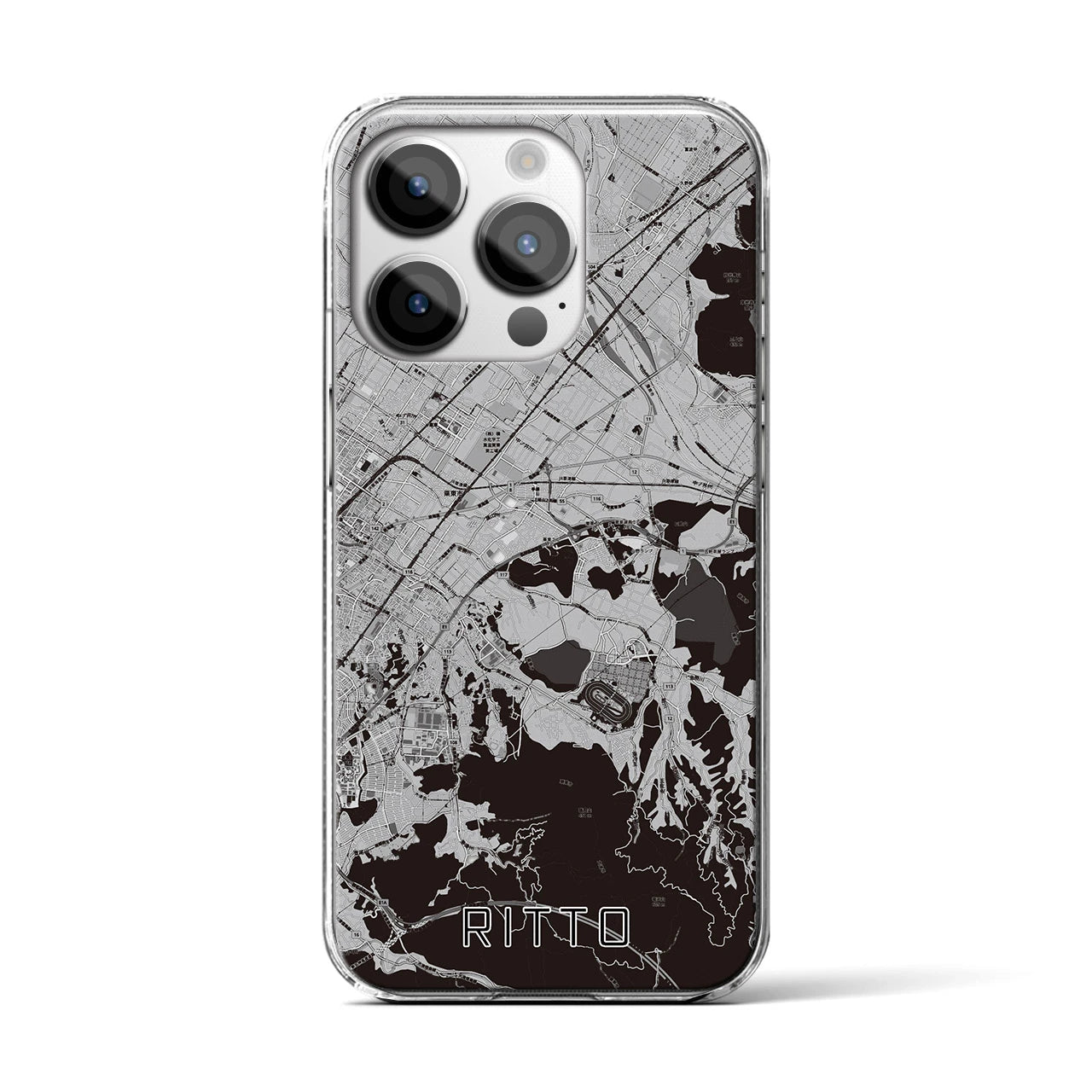 【栗東(滋賀県)】地図柄iPhoneケース(クリアタイプ)