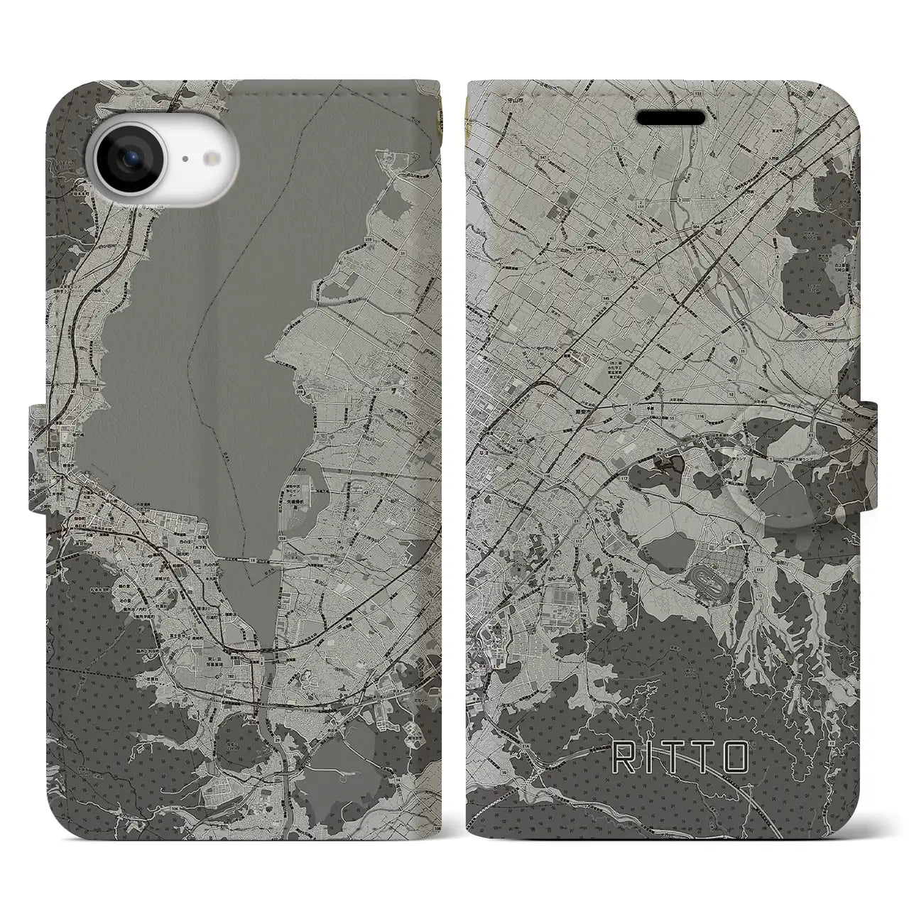 【栗東(滋賀県)】地図柄iPhoneケース(手帳タイプ)