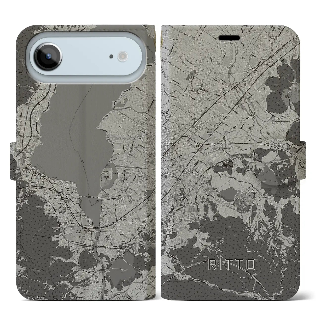 【栗東(滋賀県)】地図柄iPhoneケース(手帳タイプ)