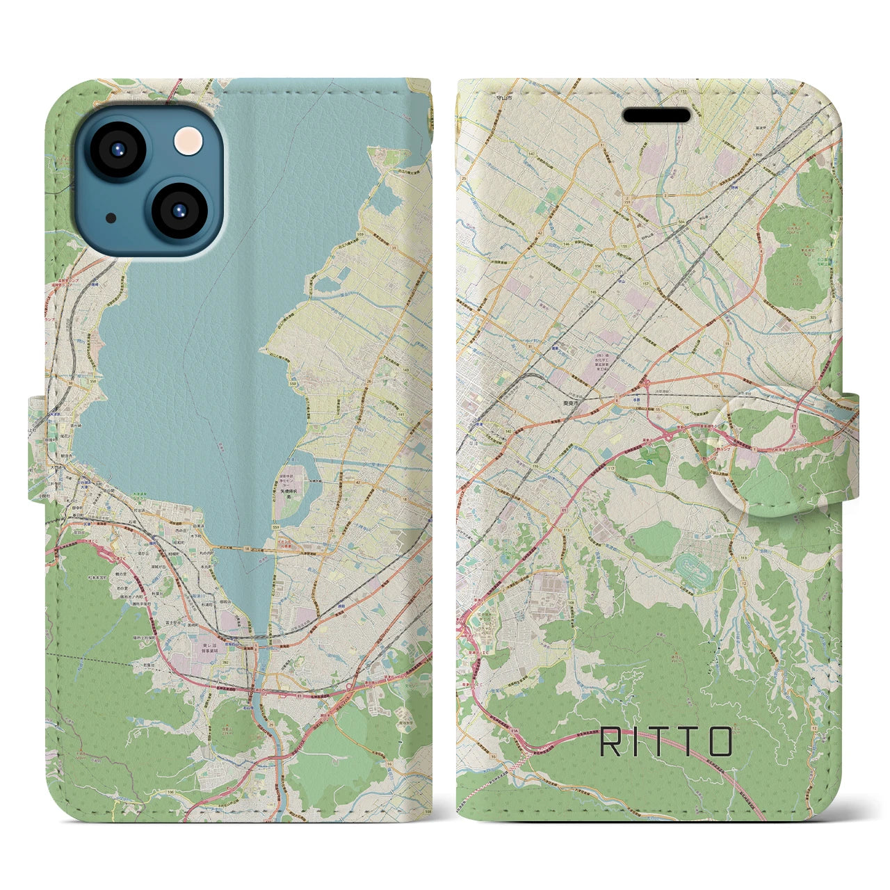 【栗東(滋賀県)】地図柄iPhoneケース(手帳タイプ)