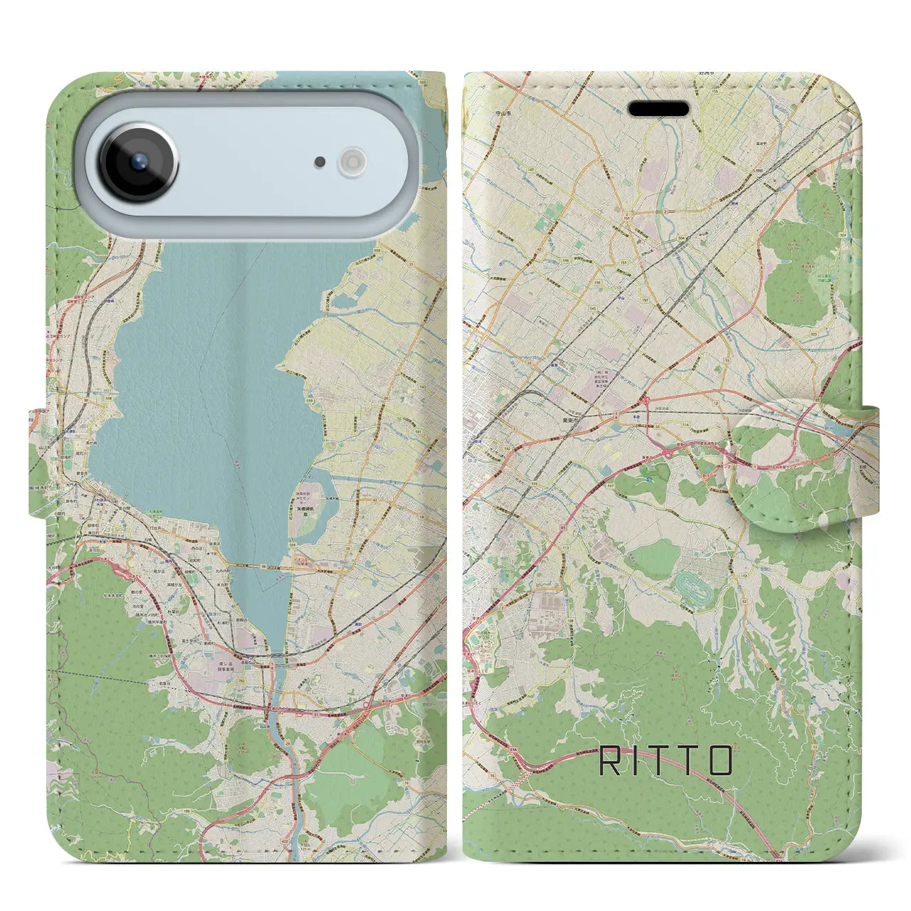 【栗東(滋賀県)】地図柄iPhoneケース(手帳タイプ)