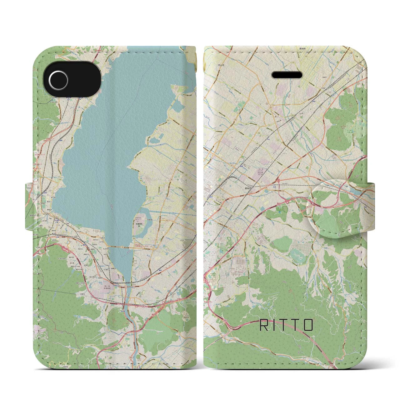 【栗東(滋賀県)】地図柄iPhoneケース(手帳タイプ)