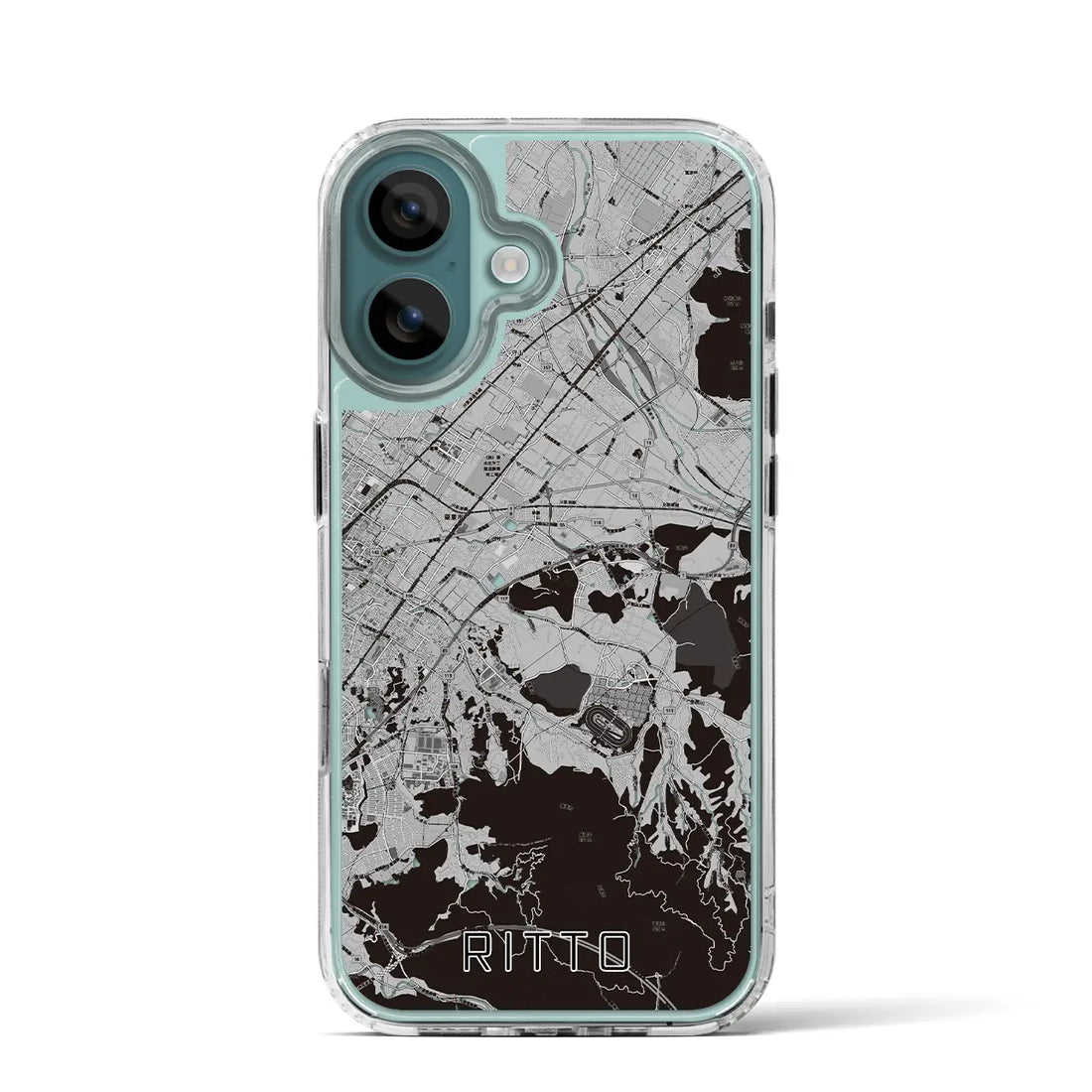 【栗東(滋賀県)】地図柄iPhoneケース(MagSafeタイプ)モノトーン・iPhone 16 Pro 用