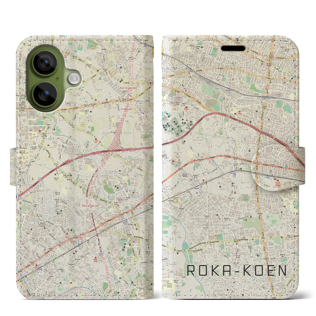 【芦花公園(東京都)】地図柄iPhoneケース(手帳タイプ)