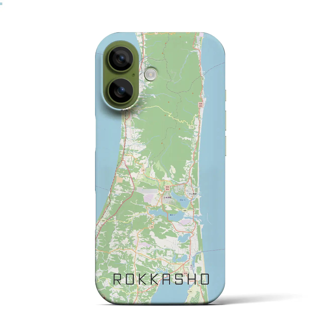 【六ヶ所(青森県)】地図柄iPhoneケース(バックカバータイプ)ブラック・iPhone 17 Pro Max 用