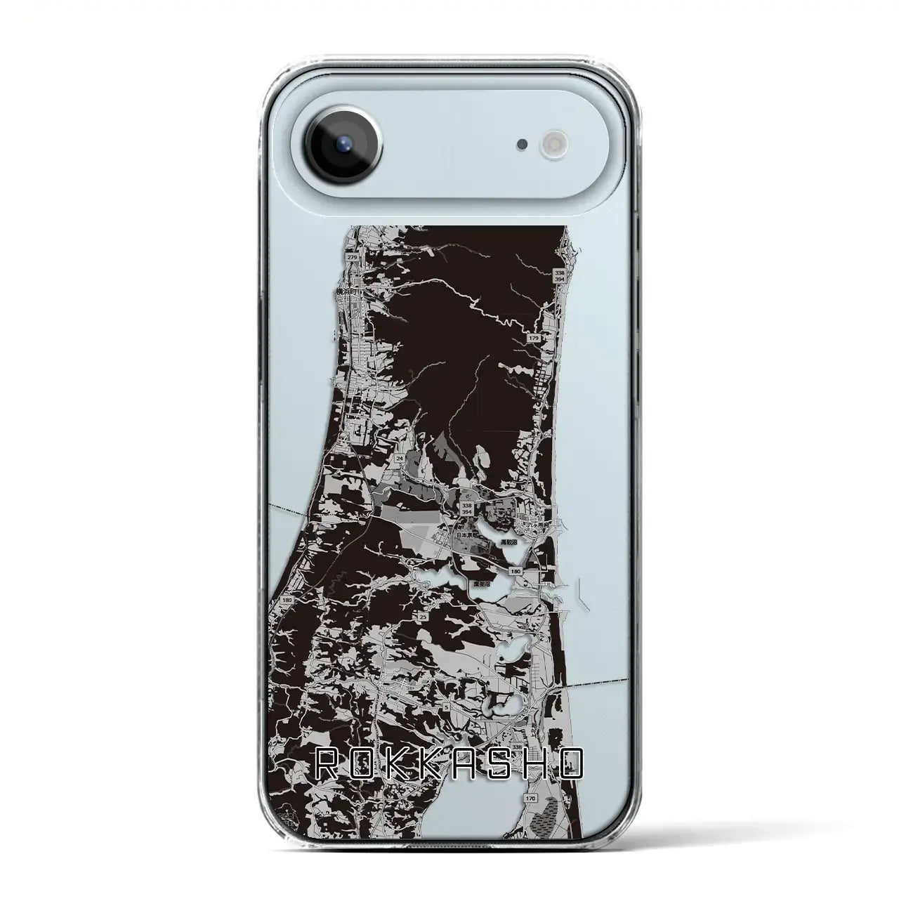 【六ヶ所(青森県)】地図柄iPhoneケース(クリアタイプ)モノトーン・iPhone 17 Pro Max 用