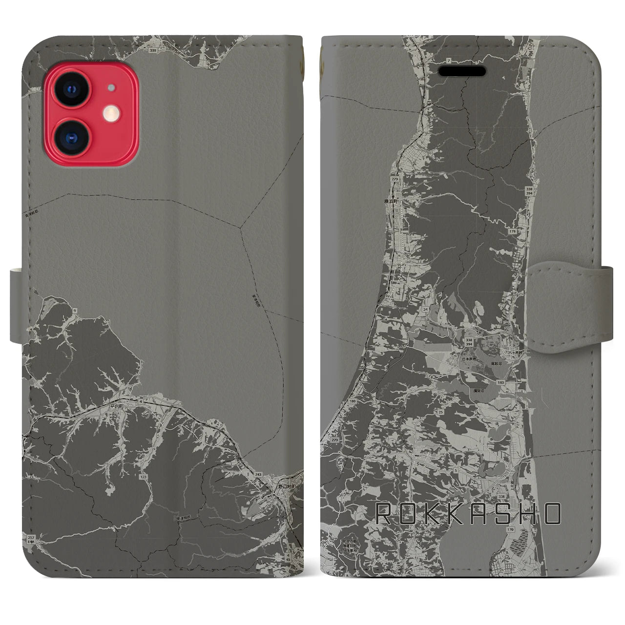 【六ヶ所(青森県)】地図柄iPhoneケース(手帳タイプ)