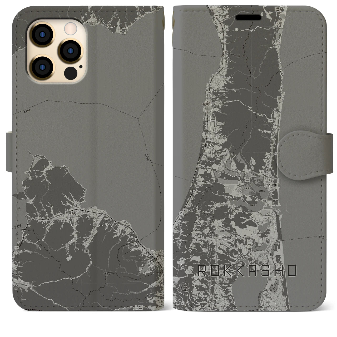 【六ヶ所(青森県)】地図柄iPhoneケース(手帳タイプ)