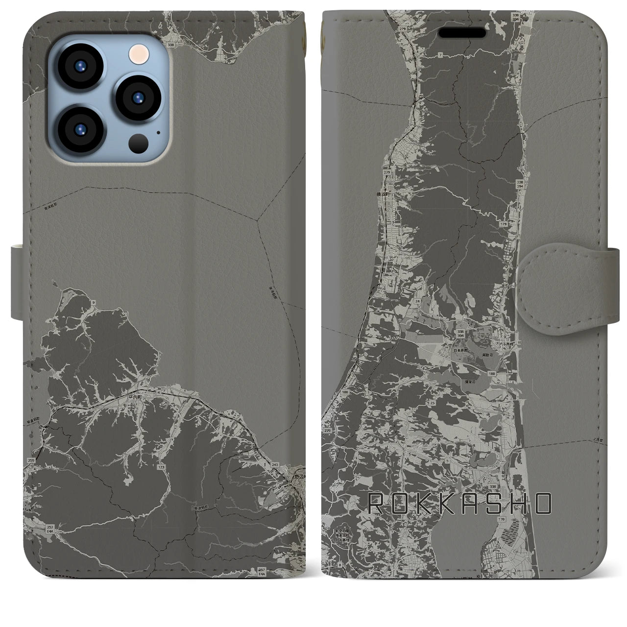 【六ヶ所(青森県)】地図柄iPhoneケース(手帳タイプ)