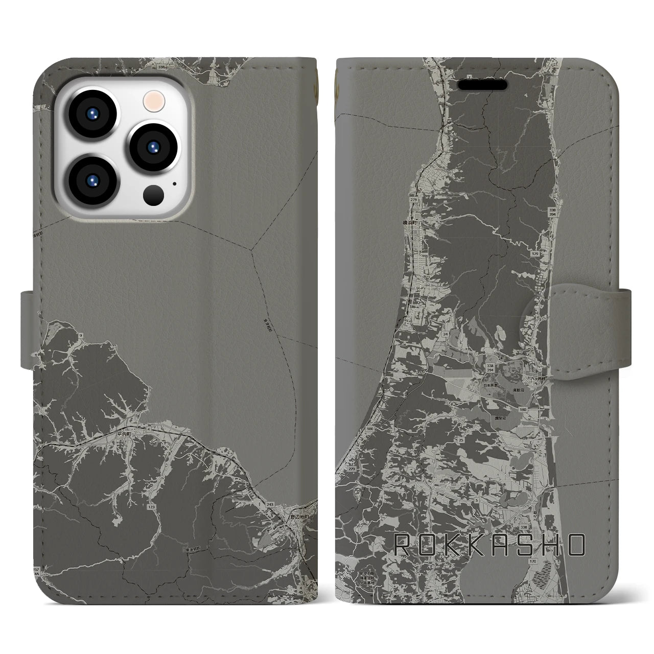 【六ヶ所(青森県)】地図柄iPhoneケース(手帳タイプ)