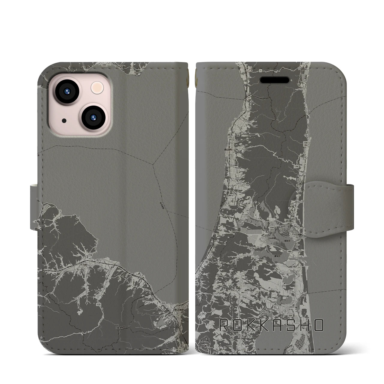 【六ヶ所(青森県)】地図柄iPhoneケース(手帳タイプ)