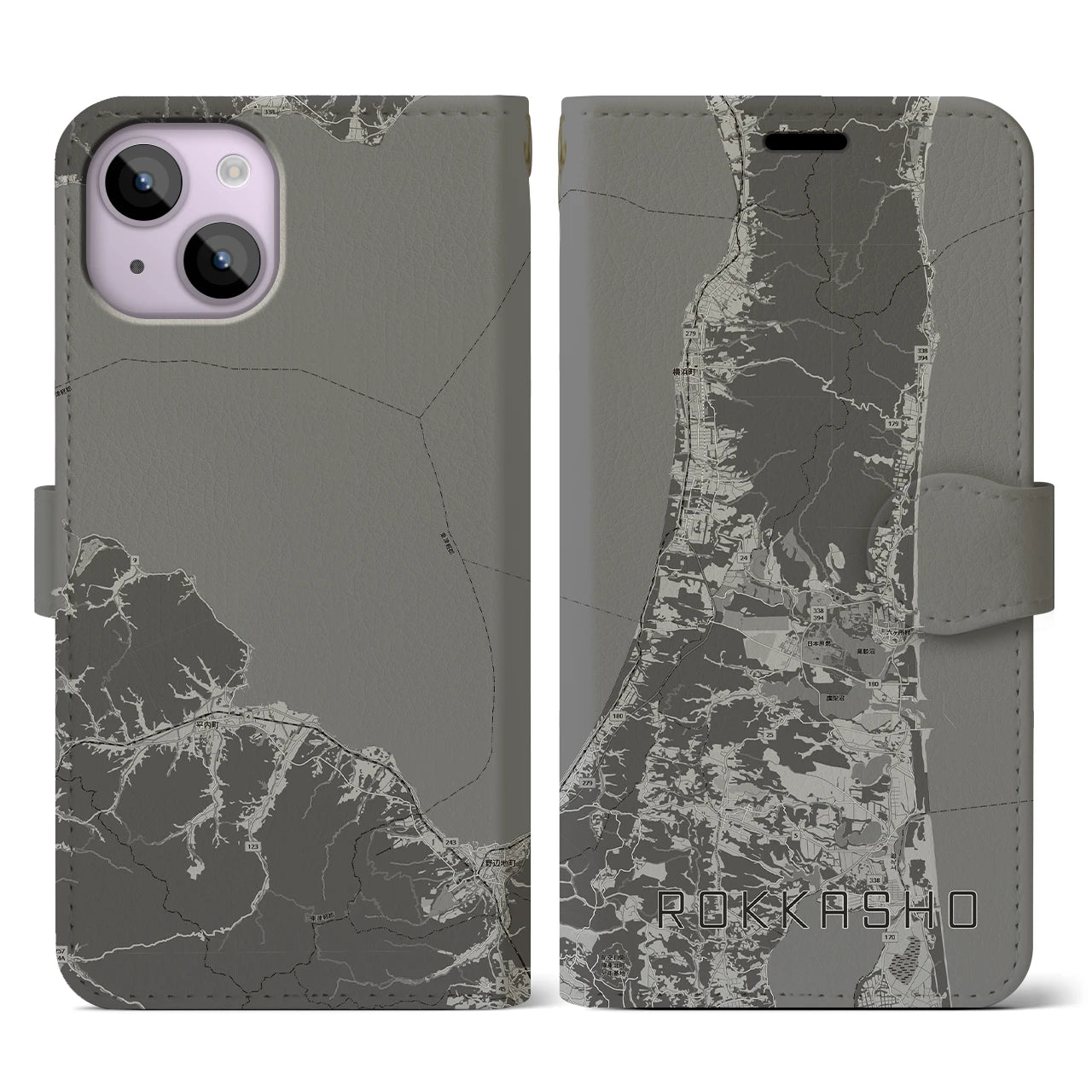 【六ヶ所(青森県)】地図柄iPhoneケース(手帳タイプ)