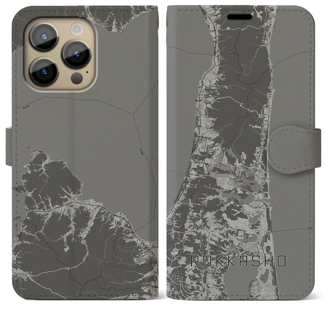 【六ヶ所(青森県)】地図柄iPhoneケース(手帳タイプ)