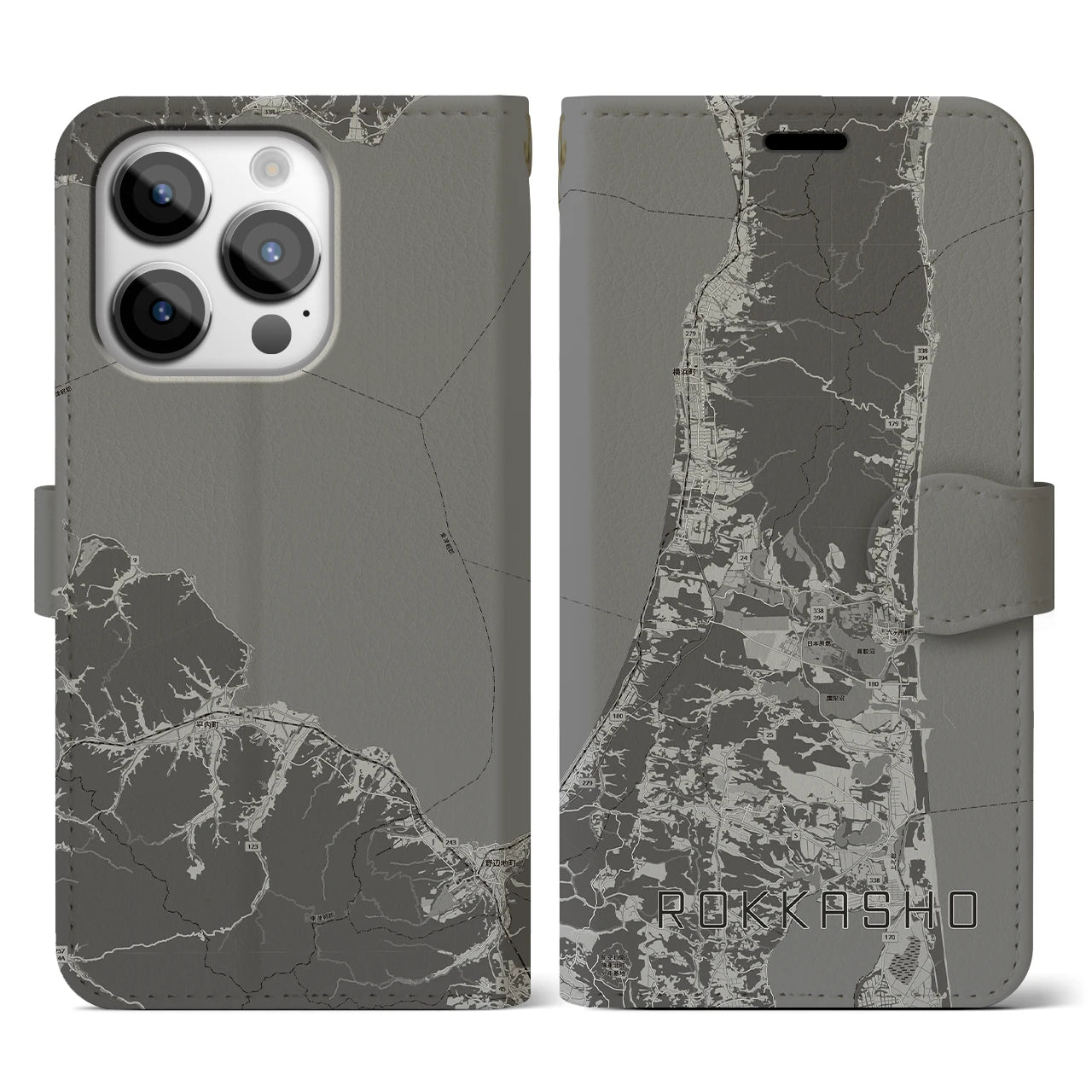 【六ヶ所(青森県)】地図柄iPhoneケース(手帳タイプ)