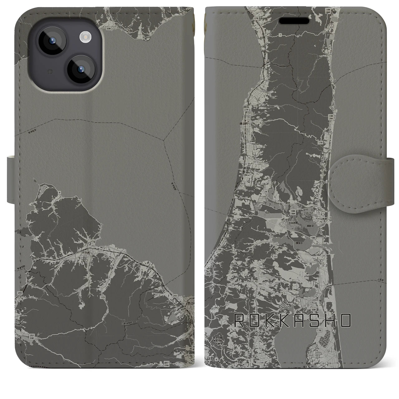 【六ヶ所(青森県)】地図柄iPhoneケース(手帳タイプ)