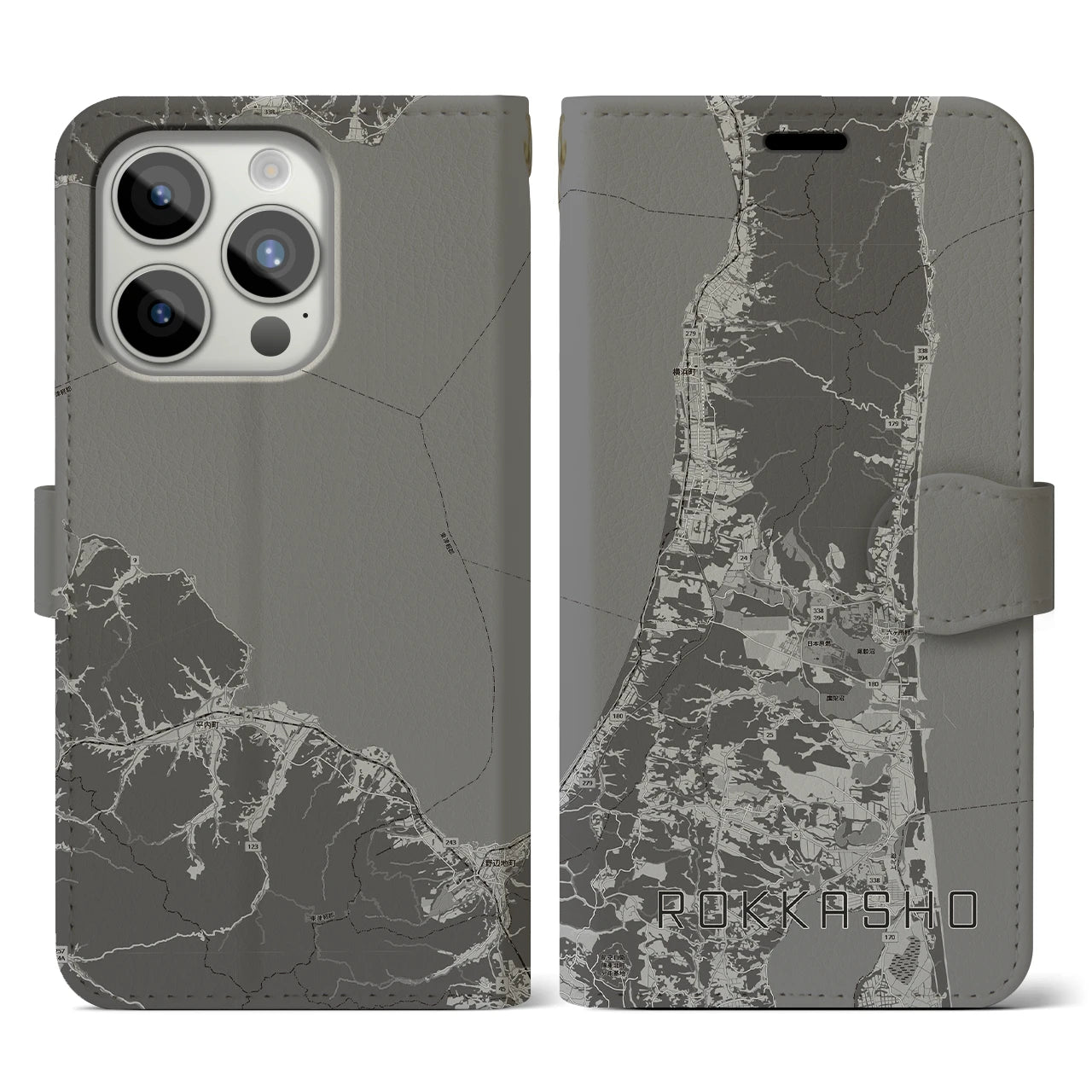 【六ヶ所(青森県)】地図柄iPhoneケース(手帳タイプ)