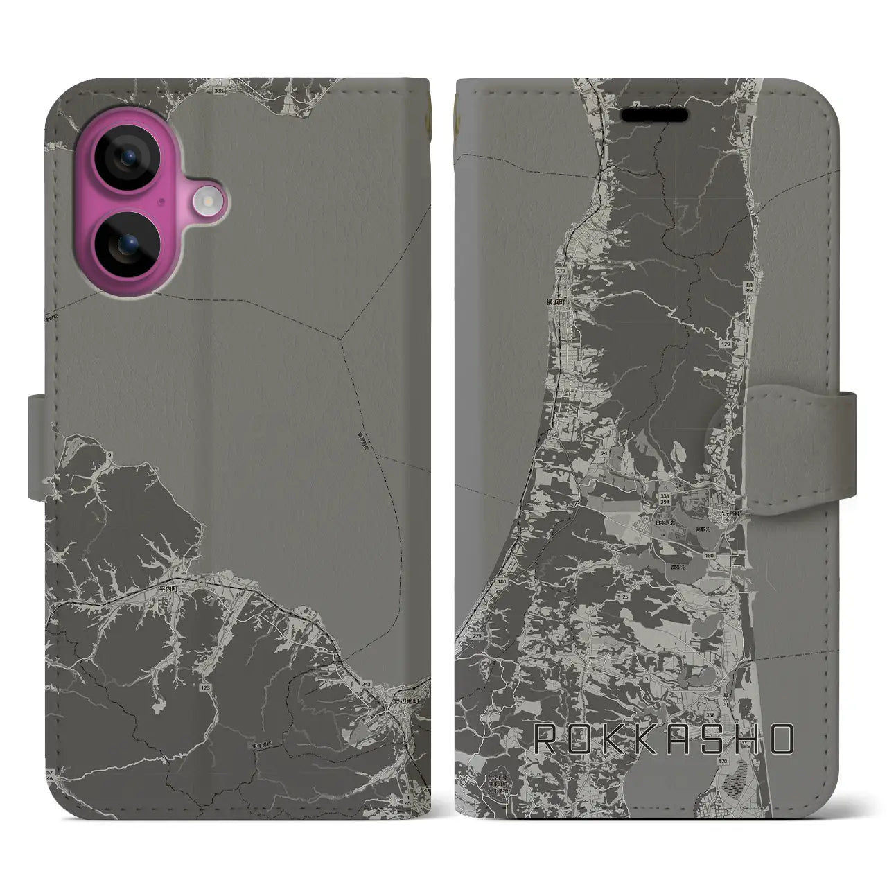 【六ヶ所(青森県)】地図柄iPhoneケース(手帳タイプ)