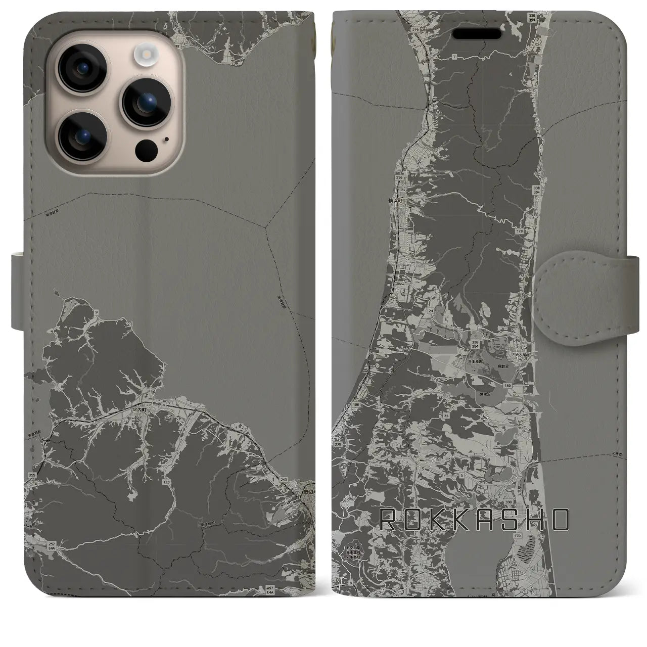 【六ヶ所(青森県)】地図柄iPhoneケース(手帳タイプ)