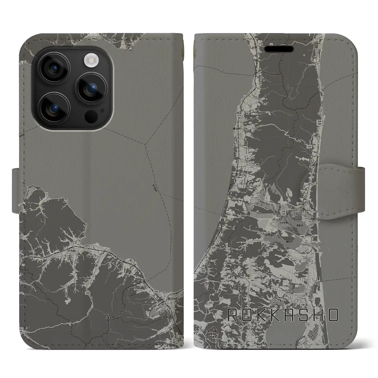 【六ヶ所(青森県)】地図柄iPhoneケース(手帳タイプ)