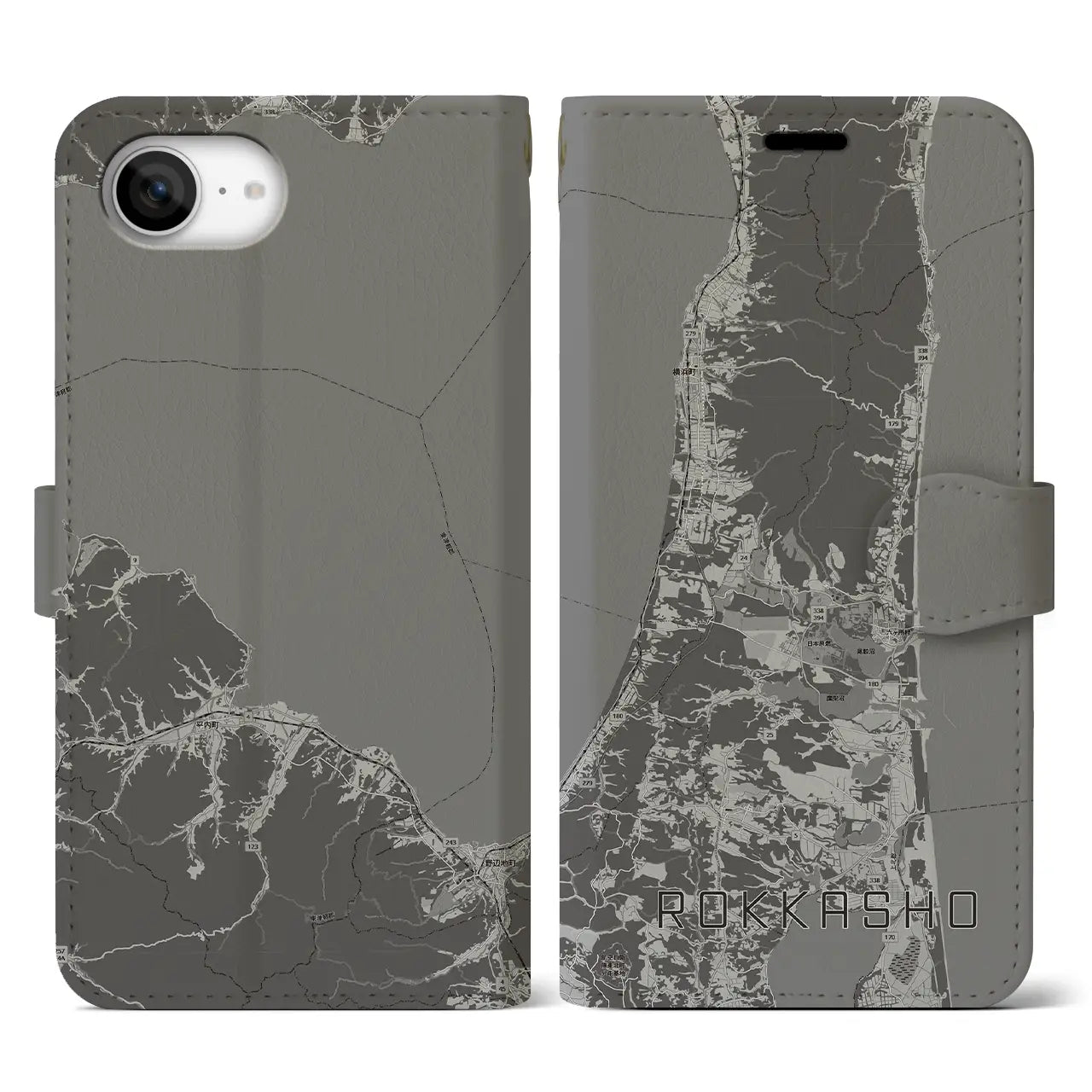 【六ヶ所(青森県)】地図柄iPhoneケース(手帳タイプ)