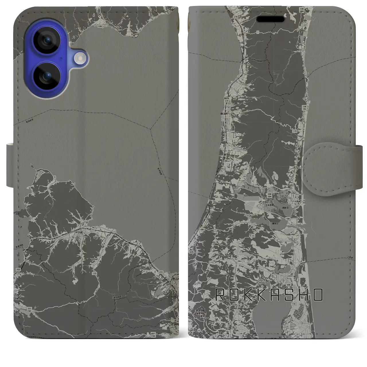 【六ヶ所(青森県)】地図柄iPhoneケース(手帳タイプ)