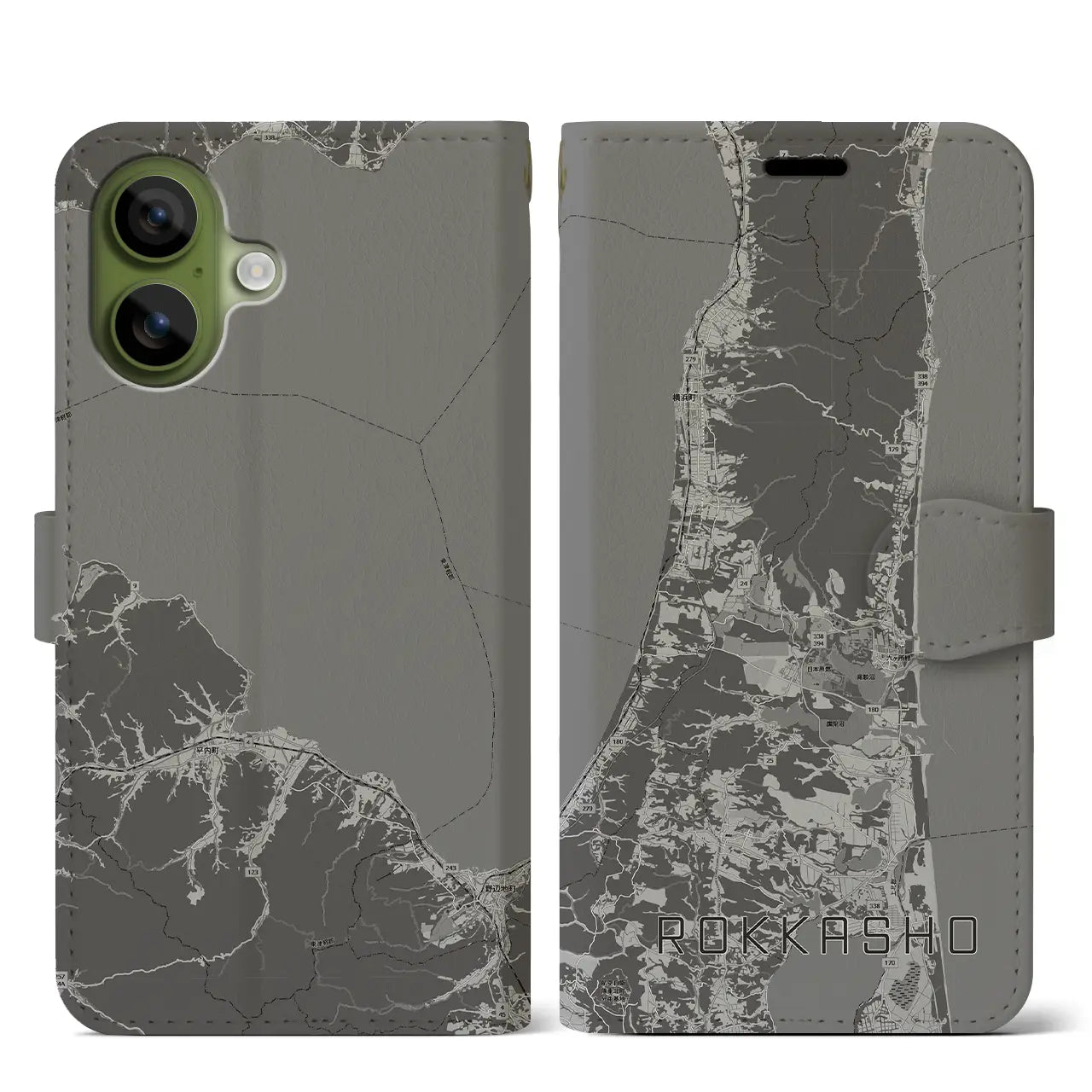 【六ヶ所(青森県)】地図柄iPhoneケース(手帳タイプ)