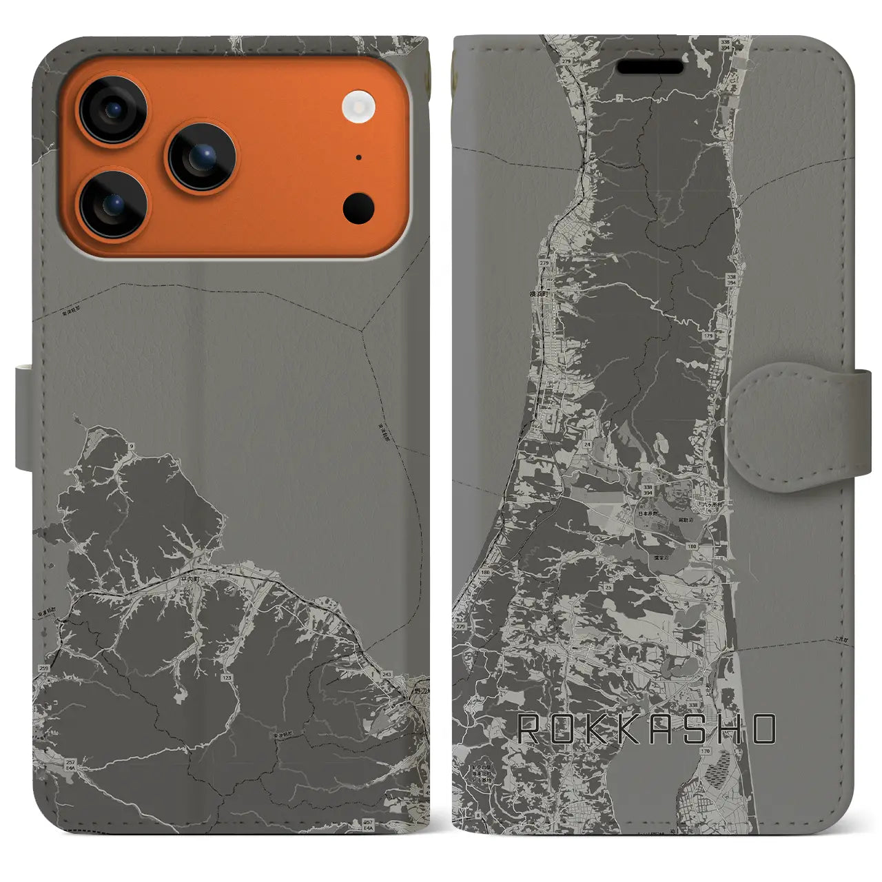 【六ヶ所(青森県)】地図柄iPhoneケース(手帳タイプ)